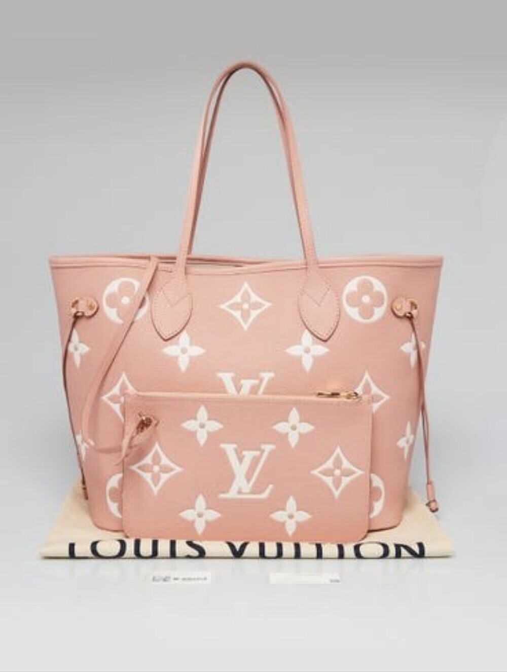 Louis Vuitton Neverfull MM Rose Trianon Giant Empreinte Leather w/ Pochette